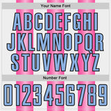 Custom White Light Blue Pink-Black Gradient Vertical Stripe Argentina Style Sublimation Soccer Uniform Jersey