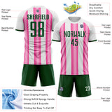 Custom White Green-Pink Gradient Vertical Stripe Argentina Style Sublimation Soccer Uniform Jersey