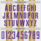 Custom White Purple-Old Gold Gradient Vertical Stripe Argentina Style Sublimation Soccer Uniform Jersey
