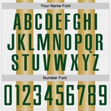 Custom White Green-Old Gold Gradient Vertical Stripe Argentina Style Sublimation Soccer Uniform Jersey