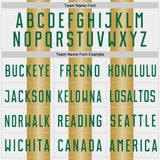 Custom White Kelly Green-Old Gold Gradient Vertical Stripe Argentina Style Sublimation Soccer Uniform Jersey