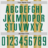 Custom White Kelly Green-Old Gold Gradient Vertical Stripe Argentina Style Sublimation Soccer Uniform Jersey