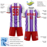 Custom White Red-Purple Gradient Vertical Stripe Argentina Style Sublimation Soccer Uniform Jersey