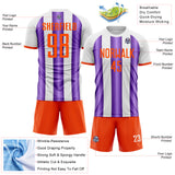 Custom White Orange-Purple Gradient Vertical Stripe Argentina Style Sublimation Soccer Uniform Jersey