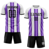 Custom White Black-Purple Gradient Vertical Stripe Argentina Style Sublimation Soccer Uniform Jersey