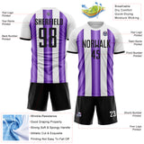 Custom White Black-Purple Gradient Vertical Stripe Argentina Style Sublimation Soccer Uniform Jersey