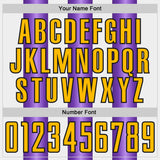 Custom White Gold Purple-Black Gradient Vertical Stripe Argentina Style Sublimation Soccer Uniform Jersey