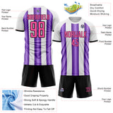 Custom White Pink Purple-Black Gradient Vertical Stripe Argentina Style Sublimation Soccer Uniform Jersey