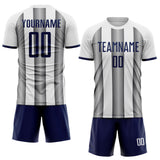 Custom White Navy-Steel Gray Gradient Vertical Stripe Argentina Style Sublimation Soccer Uniform Jersey