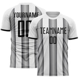 Custom White Black-Steel Gray Gradient Vertical Stripe Argentina Style Sublimation Soccer Uniform Jersey