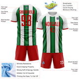 Custom White Red-Green Gradient Vertical Stripe Argentina Style Sublimation Soccer Uniform Jersey