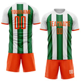 Custom White Orange-Green Gradient Vertical Stripe Argentina Style Sublimation Soccer Uniform Jersey