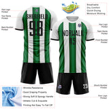 Custom White Black-Green Gradient Vertical Stripe Argentina Style Sublimation Soccer Uniform Jersey