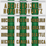 Custom White Old Gold Green-Black Gradient Vertical Stripe Argentina Style Sublimation Soccer Uniform Jersey
