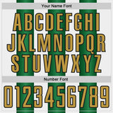 Custom White Old Gold Green-Black Gradient Vertical Stripe Argentina Style Sublimation Soccer Uniform Jersey