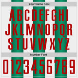 Custom White Red-Kelly Green Gradient Vertical Stripe Argentina Style Sublimation Soccer Uniform Jersey