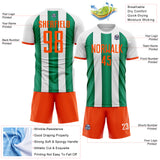 Custom White Orange-Kelly Green Gradient Vertical Stripe Argentina Style Sublimation Soccer Uniform Jersey