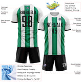 Custom White Black-Kelly Green Gradient Vertical Stripe Argentina Style Sublimation Soccer Uniform Jersey