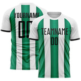 Custom White Black-Kelly Green Gradient Vertical Stripe Argentina Style Sublimation Soccer Uniform Jersey