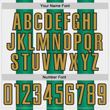 Custom White Old Gold Kelly Green-Black Gradient Vertical Stripe Argentina Style Sublimation Soccer Uniform Jersey