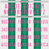 Custom White Pink-Kelly Green Gradient Vertical Stripe Argentina Style Sublimation Soccer Uniform Jersey