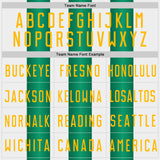Custom White Gold-Kelly Green Gradient Vertical Stripe Argentina Style Sublimation Soccer Uniform Jersey
