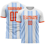 Custom White Orange-Light Blue Gradient Vertical Stripe Argentina Style Sublimation Soccer Uniform Jersey