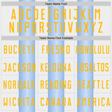 Custom White Gold-Light Blue Gradient Vertical Stripe Argentina Style Sublimation Soccer Uniform Jersey