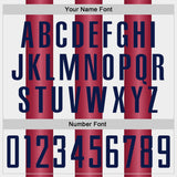 Custom White Navy-Crimson Gradient Vertical Stripe Argentina Style Sublimation Soccer Uniform Jersey
