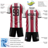 Custom White Black-Crimson Gradient Vertical Stripe Argentina Style Sublimation Soccer Uniform Jersey