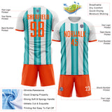 Custom White Orange-Teal Gradient Vertical Stripe Argentina Style Sublimation Soccer Uniform Jersey