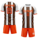 Custom White Orange-Brown Gradient Vertical Stripe Argentina Style Sublimation Soccer Uniform Jersey