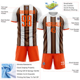 Custom White Orange-Brown Gradient Vertical Stripe Argentina Style Sublimation Soccer Uniform Jersey