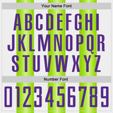 Custom White Purple-Neon Green Gradient Vertical Stripe Argentina Style Sublimation Soccer Uniform Jersey