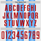 Custom White Red-Powder Blue Gradient Vertical Stripe Argentina Style Sublimation Soccer Uniform Jersey