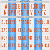 Custom White Orange-Powder Blue Gradient Vertical Stripe Argentina Style Sublimation Soccer Uniform Jersey