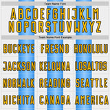 Custom White Gold Powder Blue-Black Gradient Vertical Stripe Argentina Style Sublimation Soccer Uniform Jersey