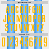 Custom White Gold-Powder Blue Gradient Vertical Stripe Argentina Style Sublimation Soccer Uniform Jersey