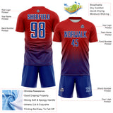 Custom Red Royal-White Gradient Geometric Cube Mesh Colombia Sublimation Soccer Uniform Jersey