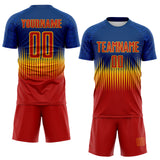 Custom US Navy Blue Red-Gold Sharp Spike Lines Colombia Sublimation Soccer Uniform Jersey