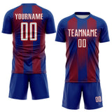 Custom Royal White-Red Vertical Stripe Colombia Sublimation Soccer Uniform Jersey