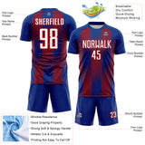 Custom Royal White-Red Vertical Stripe Colombia Sublimation Soccer Uniform Jersey