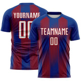 Custom Royal White-Red Vertical Stripe Colombia Sublimation Soccer Uniform Jersey