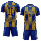 Custom Royal-Gold Vertical Stripe Colombia Sublimation Soccer Uniform Jersey