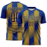 Custom Royal-Gold Vertical Stripe Colombia Sublimation Soccer Uniform Jersey