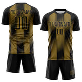 Custom Black-Old Gold Vertical Stripe Colombia Sublimation Soccer Uniform Jersey