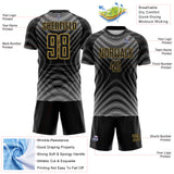 Custom Black White-Old Gold Curved Line Wave Colombia Sublimation Soccer Uniform Jersey