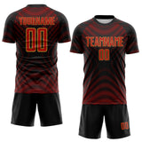 Custom Black Red-Old Gold Curved Line Wave Colombia Sublimation Soccer Uniform Jersey