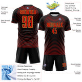 Custom Black Red-Old Gold Curved Line Wave Colombia Sublimation Soccer Uniform Jersey