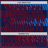 Custom Navy Blue-Red Geometric Speed Stripe Colombia Sublimation Soccer Uniform Jersey